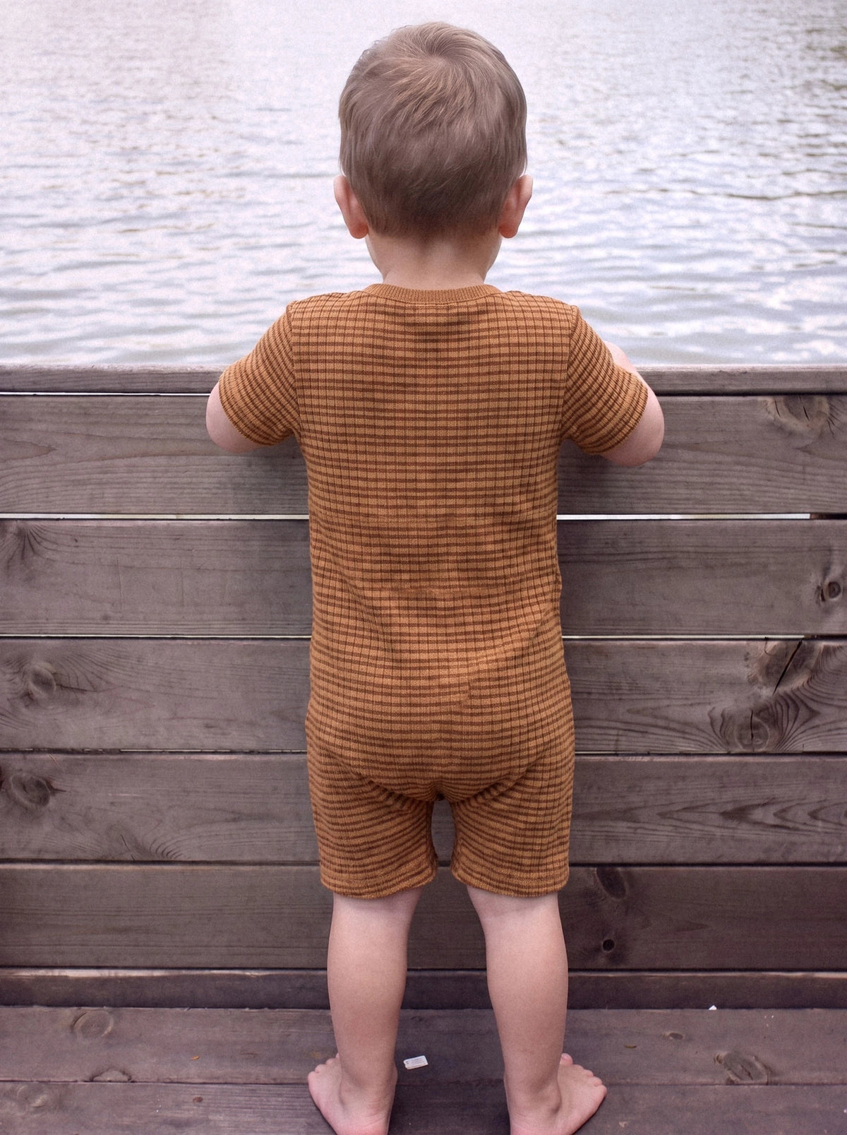 Waffle Knit Henley Romper