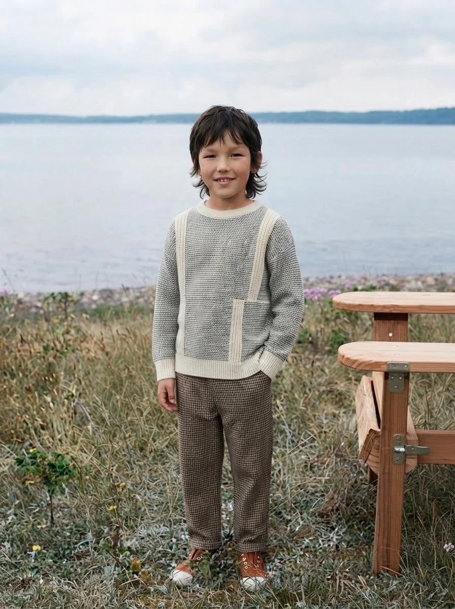 Maglione con blocchi di colore testurizzati