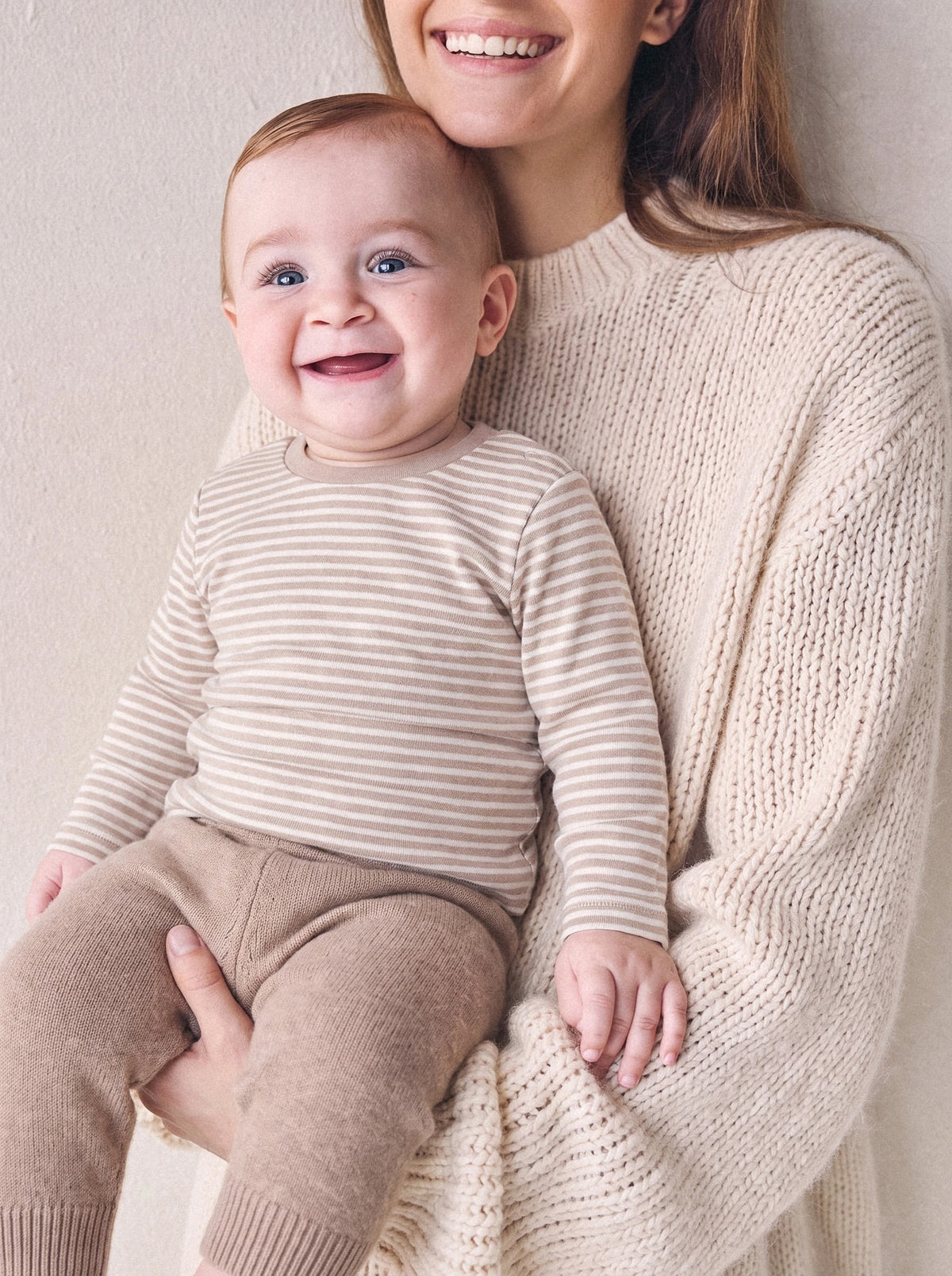 Stripe Top & Knit Pants Set