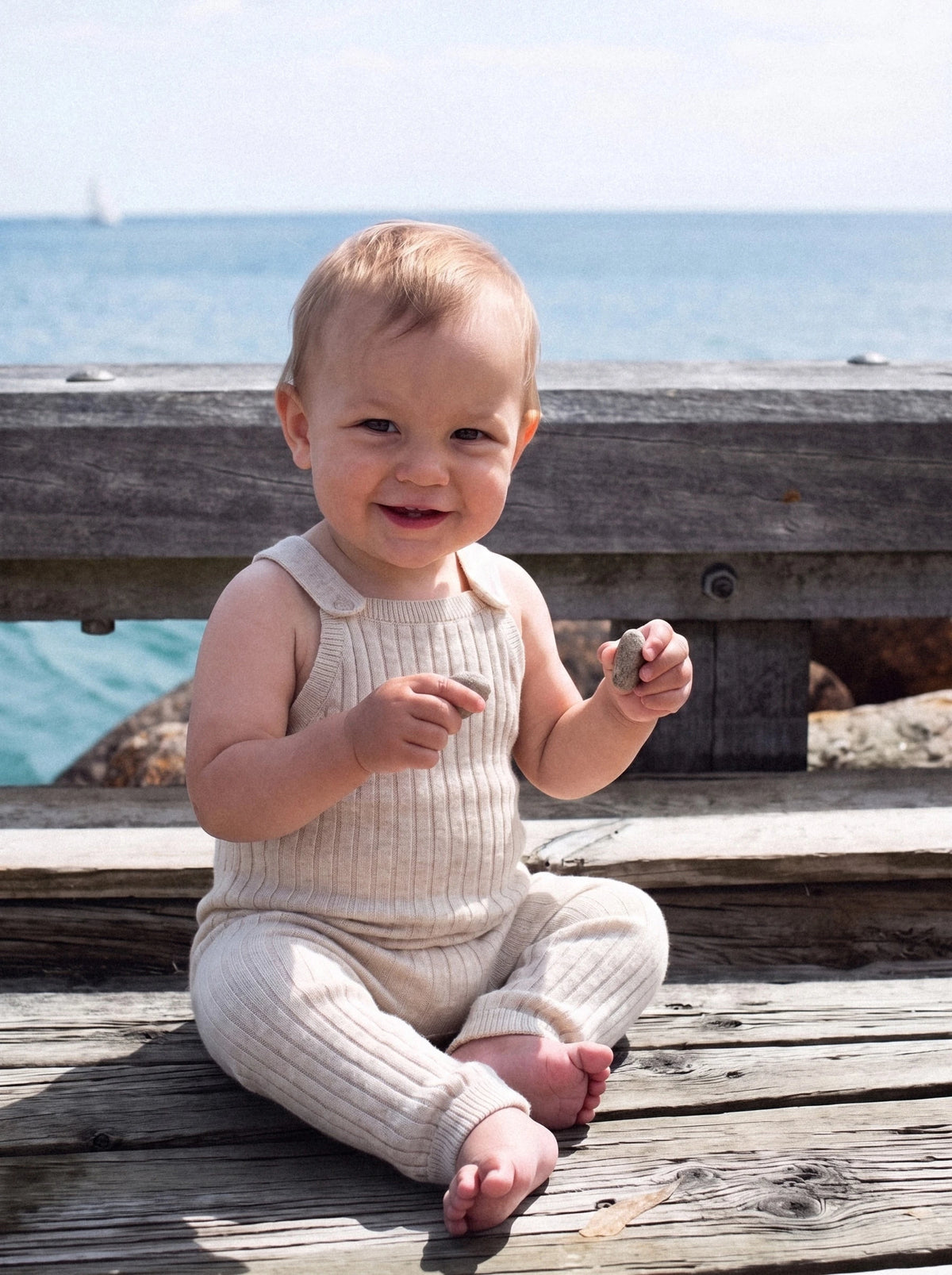 Rib Knit Overall Romper